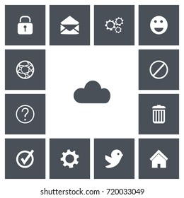 Set Of 13 Editable Internet Icons. Includes Symbols Such As Network, Deny, Quiz And More. Can Be Used For Web, Mobile, UI And Infographic Design.