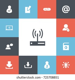 Set Of 13 Editable Internet Icons. Includes Symbols Such As Delete Member, Mail Symbol, Song List And More. Can Be Used For Web, Mobile, UI And Infographic Design.