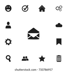 Set Of 13 Editable Internet Icons. Includes Symbols Such As Home, Bookmark, Approved And More. Can Be Used For Web, Mobile, UI And Infographic Design.