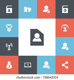 Set Of 13 Editable Internet Icons. Includes Symbols Such As Transfer, New Friend, Publish And More. Can Be Used For Web, Mobile, UI And Infographic Design.