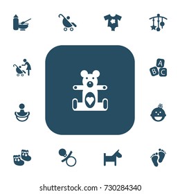 Set Of 13 Editable Kid Icons. Includes Symbols Such As Shoes For Babies, Nutrition, Daughter And More. Can Be Used For Web, Mobile, UI And Infographic Design.