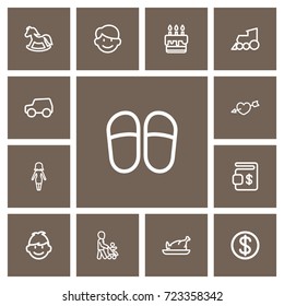 Set Of 13 Editable Kin Outline Icons. Includes Symbols Such As Heart, Car, Pie And More. Can Be Used For Web, Mobile, UI And Infographic Design.