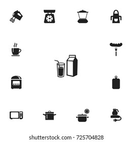 Set Of 13 Editable Kitchen Icons. Includes Symbols Such As Coffee, Pan, Saucepan And More. Can Be Used For Web, Mobile, UI And Infographic Design.