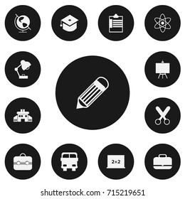 Set Of 13 Editable Knowledge Icons. Includes Symbols Such As Cutting, Trunk, Lighting And More. Can Be Used For Web, Mobile, UI And Infographic Design.