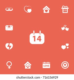 Set Of 13 Editable Love Icons. Includes Symbols Such As Shape, Domicile, Wedding And More. Can Be Used For Web, Mobile, UI And Infographic Design.