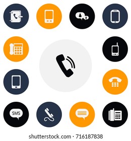 Set Of 13 Editable Phone Icons. Includes Symbols Such As Forum, Call, Tablet And More. Can Be Used For Web, Mobile, UI And Infographic Design.