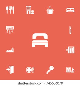 Set Of 13 Editable Plaza Icons. Includes Symbols Such As Open Sign, Sleeping, Lift And More. Can Be Used For Web, Mobile, UI And Infographic Design.