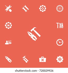 Set Of 13 Editable Repair Icons. Includes Symbols Such As Pliers Hammer, Time, Options And More. Can Be Used For Web, Mobile, UI And Infographic Design.