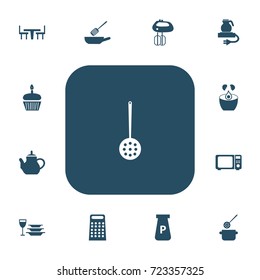 Set Of 13 Editable Restaurant Icons. Includes Symbols Such As Powdered, Wave Oven, Muffin And More. Can Be Used For Web, Mobile, UI And Infographic Design.