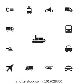 Set of 13 editable shipment icons. Includes symbols such as aircraft, wagon, luminary and more. Can be used for web, mobile, UI and infographic design.