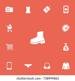 Set Of 13 Editable Shopping Icons. Includes Symbols Such As Garment, Brassiere, Boot And More. Can Be Used For Web, Mobile, UI And Infographic Design.