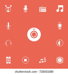 Set Of 13 Editable Sound Icons. Includes Symbols Such As Recorder, Musical Instrument, Studio Device And More. Can Be Used For Web, Mobile, UI And Infographic Design.
