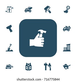 Set Of 13 Editable Structure Icons. Includes Symbols Such As Handle Hit, Apartment, Oar. Can Be Used For Web, Mobile, UI And Infographic Design.