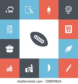Set Of 13 Editable Teach Icons. Includes Symbols Such As Nib, Notepaper, Calculator And More. Can Be Used For Web, Mobile, UI And Infographic Design.