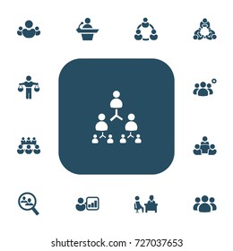Set Of 13 Editable Team Icons. Includes Symbols Such As Meeting, Teamwork, Human Resouces And More. Can Be Used For Web, Mobile, UI And Infographic Design.