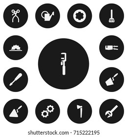 Set Of 13 Editable Tools Icons. Includes Symbols Such As Spatula, Kitchen Spatula, Key And More. Can Be Used For Web, Mobile, UI And Infographic Design.