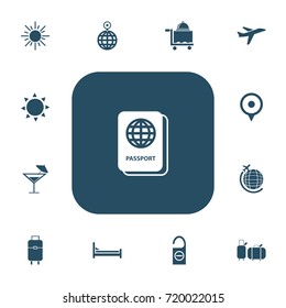 Set Of 13 Editable Travel Icons. Includes Symbols Such As Mattress, Cocktail, Point And More. Can Be Used For Web, Mobile, UI And Infographic Design.