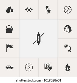 Set of 13 editable trip icons. Includes symbols such as location, teapot, circus and more. Can be used for web, mobile, UI and infographic design.