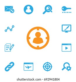 Set Of 13 Engine Icons Set.Collection Of Searching, Search, Site And Other Elements.