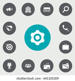 Set Of 13 Enterprise Icons Set.Collection Of Partnership, Goal, Message And Other Elements.