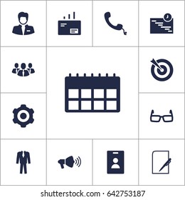 Set Of 13 Enterprise Icons Set.Collection Of Message, Worker, Data And Other Elements.