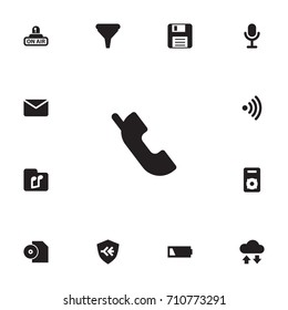Set Of 13 Entertainment Icons Set.Collection Of Connection, Wifi, Diskette And Other Elements.