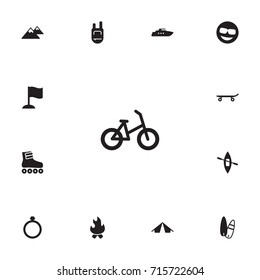 Set Of 13 Entertainment Icons Set.Collection Of Ship, Surfing, Skateboard And Other Elements.