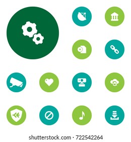 Set Of 13 Entertainment Icons Set.Collection Of Hyperlink, Like, Videoconference And Other Elements.