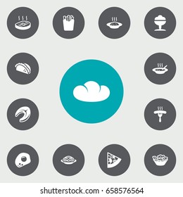 Set Of 13 Food Icons Set.Collection Of Beefsteak, Mexican Food, Sorbet And Other Elements.