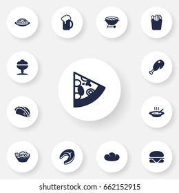 Set Of 13 Food Icons Set.Collection Of Mexican Food, Ale, Lettuce And Other Elements.