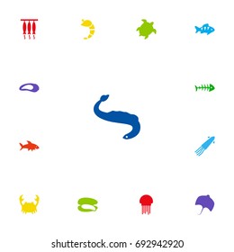 Set Of 13 Food Icons Set.Collection Of Clam, Lobster, Calamary And Other Elements.