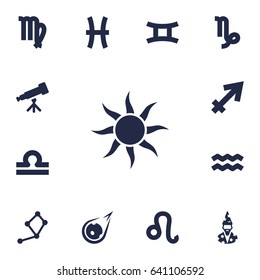 Set Of 13 Galaxy Icons Set.Collection Of Solar, Archer, Water Bearer And Other Elements.