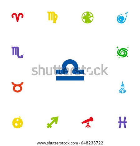 Set Of 13 Galaxy Icons Set.Collection Of Scales, Archer, Ram And Other Elements.