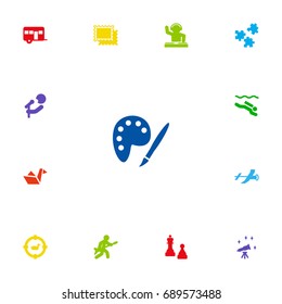 Set Of 13 Hobbie Icons Set.Collection Of Disco, Jigsaw, Singer And Other Elements.