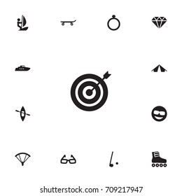 Set Of 13 Hobby Icons Set.Collection Of Diamond, Smile, Roller Skates And Other Elements.