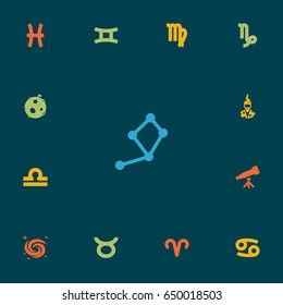 Set Of 13 Horoscope Icons Set.Collection Of Space, Augur, Goat And Other Elements.