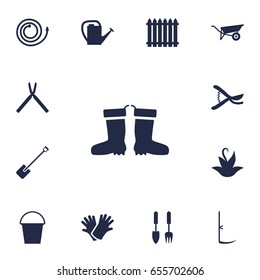 Set Of 13 Horticulture Icons Set.Collection Of Watering Can, Fence, Scissors And Other Elements.