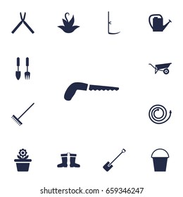 Set Of 13 Horticulture Icons Set.Collection Of Bucket, Plant, Wheelbarrow And Other Elements.