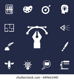 Set Of 13  Icons Set.Collection Of Illuminator, Bulb, Science And Other Elements.