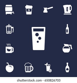 Set Of 13  Icons Set.Collection Of Pot, Electric Teapot, Wine And Other Elements.