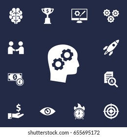 Set Of 13 Idea Icons Set.Collection Of Time In Fire, Vision, Document Checking And Other Elements.
