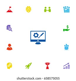 Set Of 13 Idea Icons Set.Collection Of Achievement, Meeting, Goblet And Other Elements.