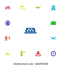 Set Of 13 Journey Icons Set.Collection Of Location, Canoe, Bike And Other Elements.