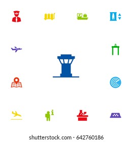 Set Of 13 Land Icons Set.Collection Of Security, Location, Aircraft And Other Elements.