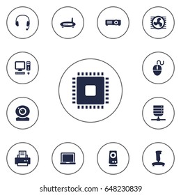 Set Of 13 Laptop Icons Set.Collection Of Laptop, Datacenter, Show And Other Elements.