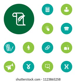 Set of 13 learning icons set. Collection of medallion, eat, cooking and other elements.