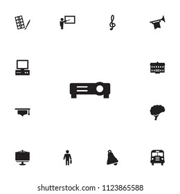 Set of 13 learning icons set. Collection of psychology, projector, university and other elements.