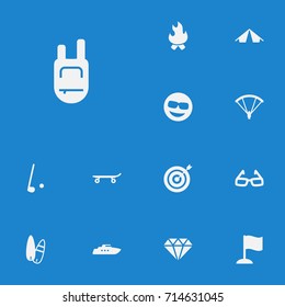 Set Of 13 Lifestyle Icons Set.Collection Of Ship, Smile, Finish And Other Elements.