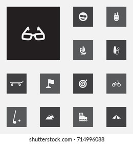 Set Of 13 Lifestyle Icons Set.Collection Of Tent, Smile, Dart And Other Elements.
