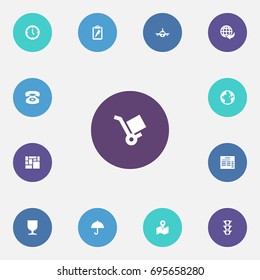 Set Of 13 Logistic Icons Set.Collection Of Cargo, Consolidated Cargo, Umbrella And Other Elements.